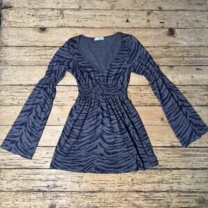 C&C Gray Animal Print Long Sleeve Dress Size XS